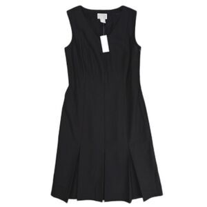 Ann Taylor LOFT Petites Black Wool Blend Dress 4P Sleeveless Pleated NWT